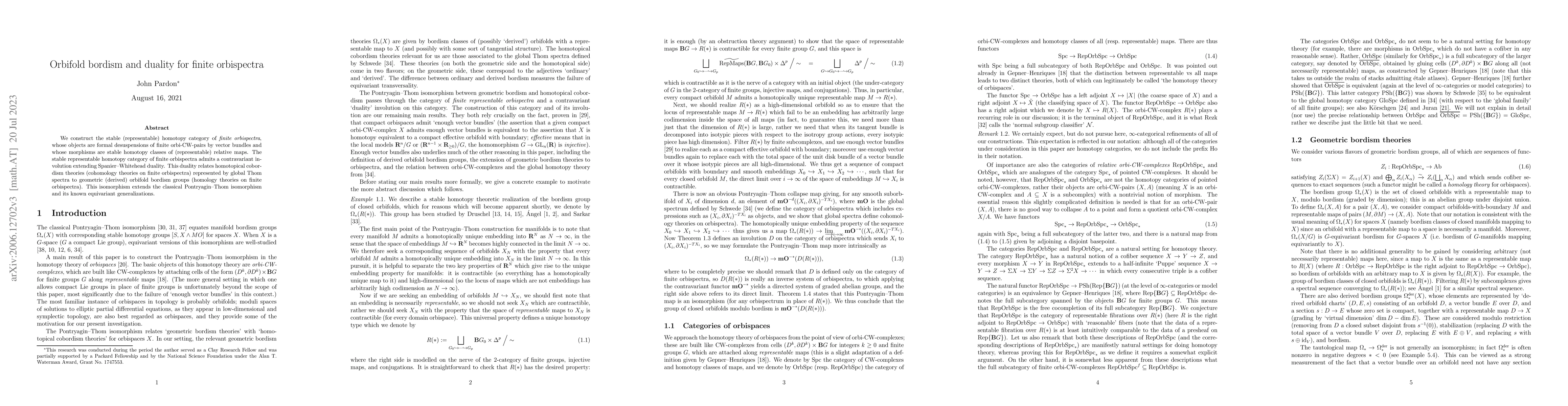 Thumbnail for Orbifold bordism and duality for finite orbispectra