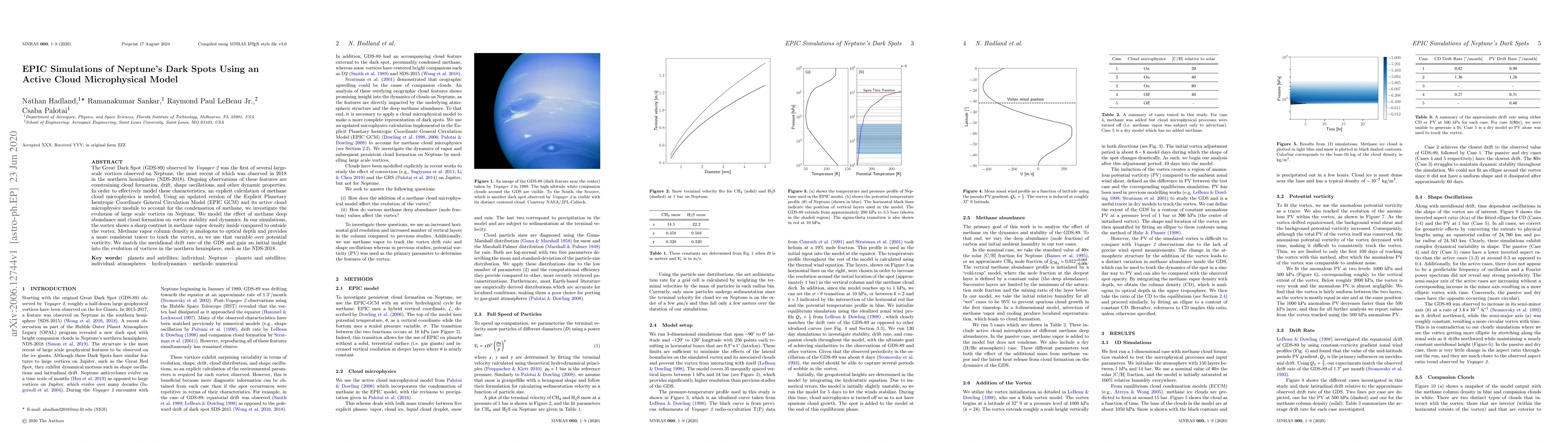 Thumbnail for EPIC Simulations of Neptune's Dark Spots Using an Active Cloud
  Microphysical Model
