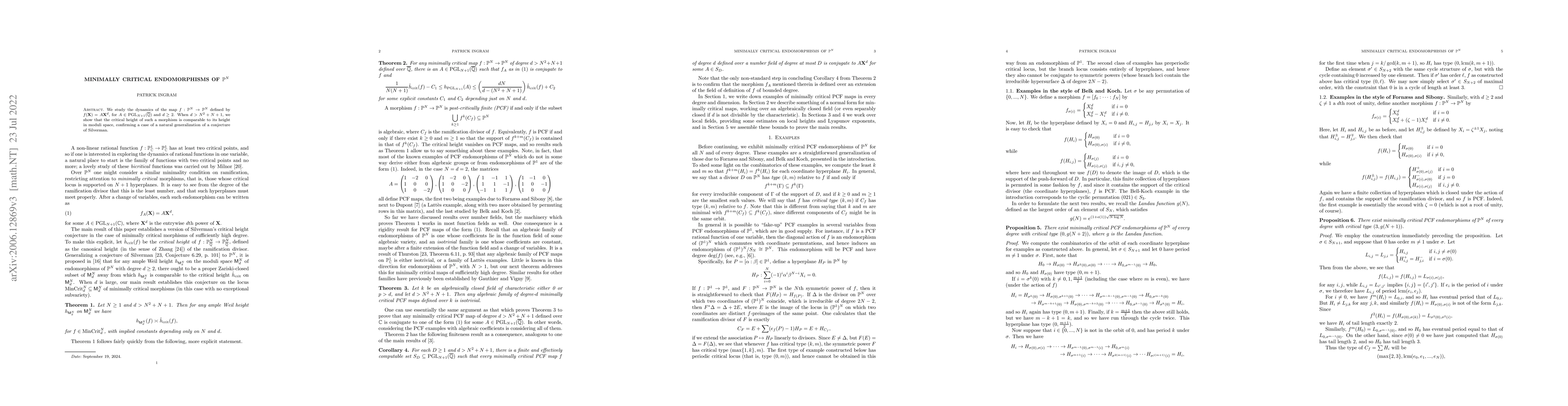 Thumbnail for Minimally critical endomorphisms of P^N