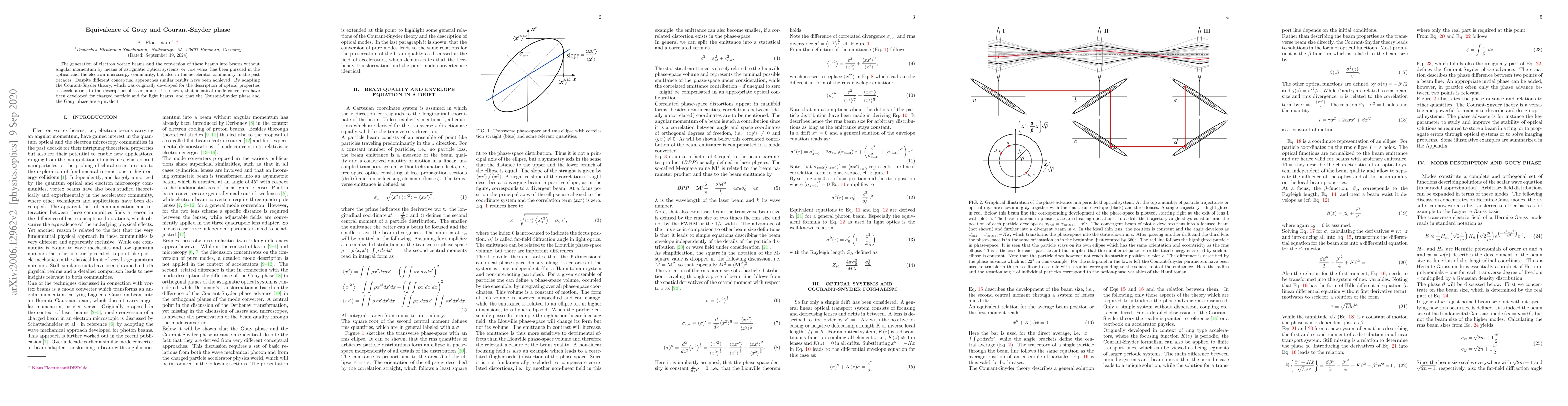 Thumbnail for Equivalence of Gouy and Courant-Snyder phase