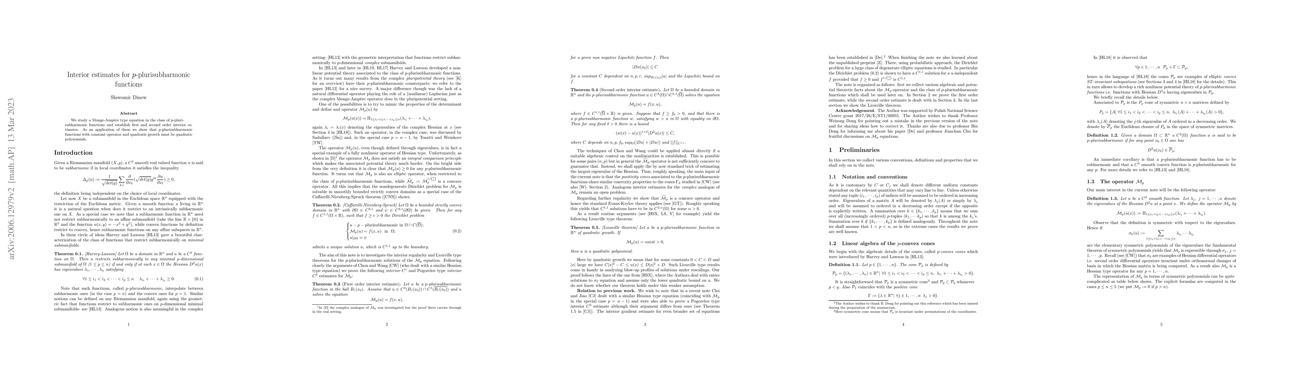 Thumbnail for Interior estimates for $p$-plurisubharmonic functions