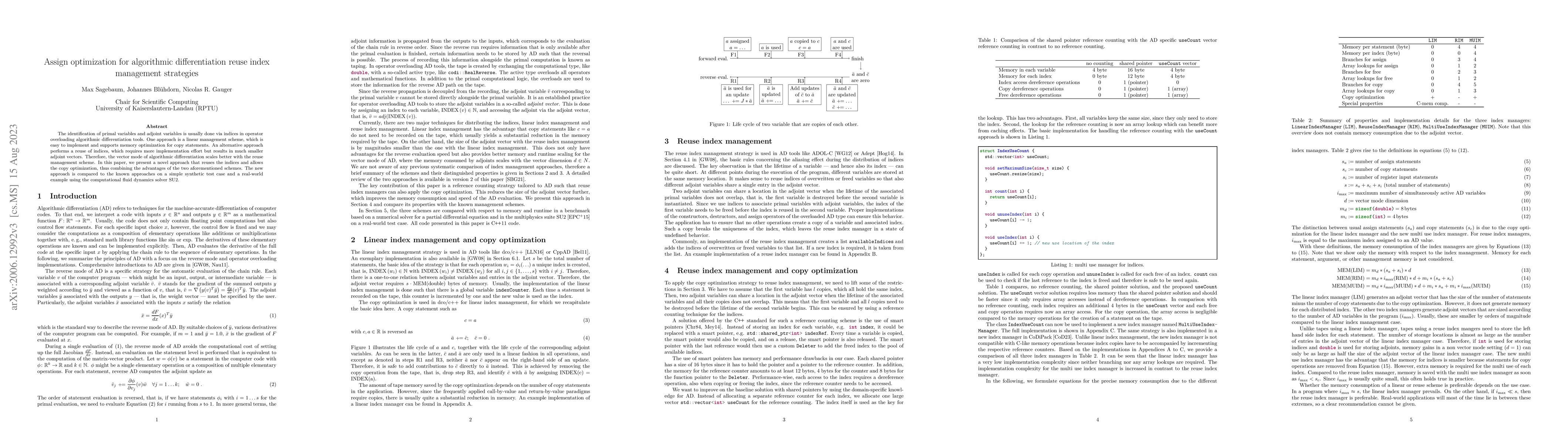 Thumbnail for Assign optimization for algorithmic differentiation reuse index
  management strategies