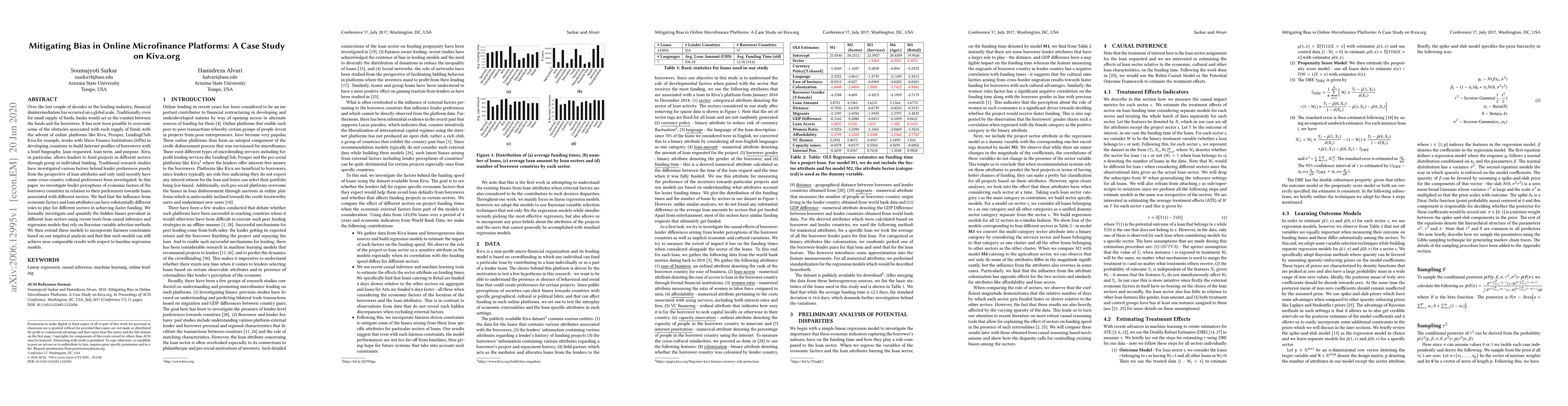 Thumbnail for Mitigating Bias in Online Microfinance Platforms: A Case Study on
  Kiva.org
