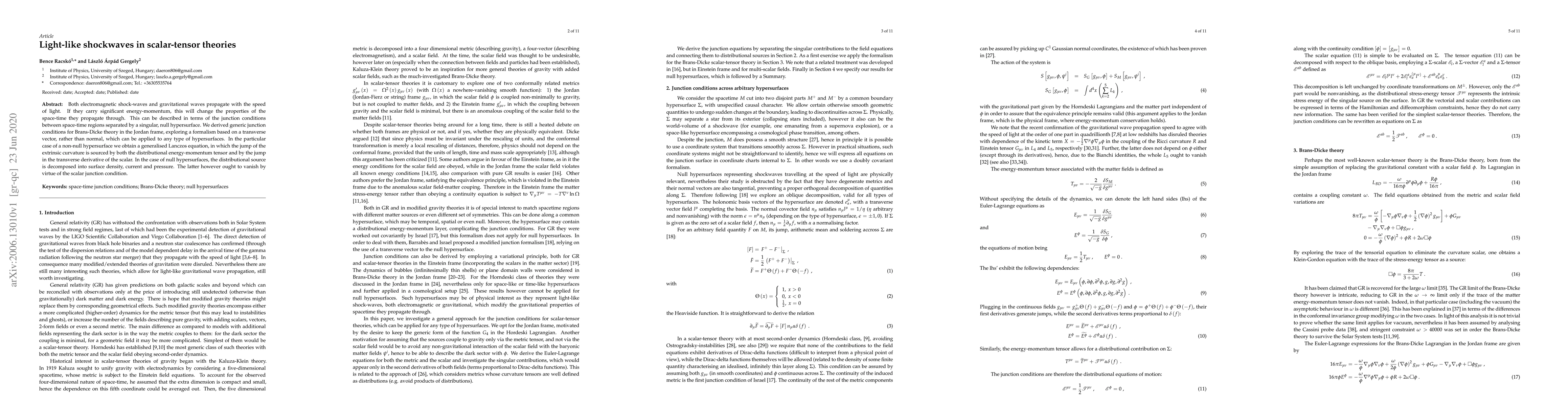 Thumbnail for Light-like shockwaves in scalar-tensor theories