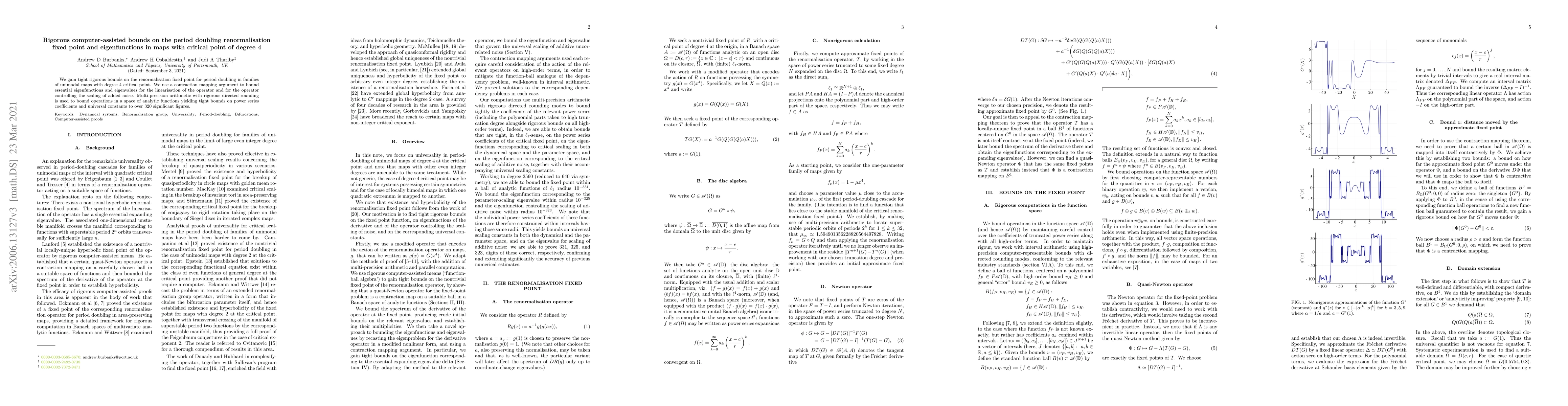 Thumbnail for Rigorous computer-assisted bounds on the period doubling renormalisation
  fixed point and eigenfunctions in maps with critical point of degree 4