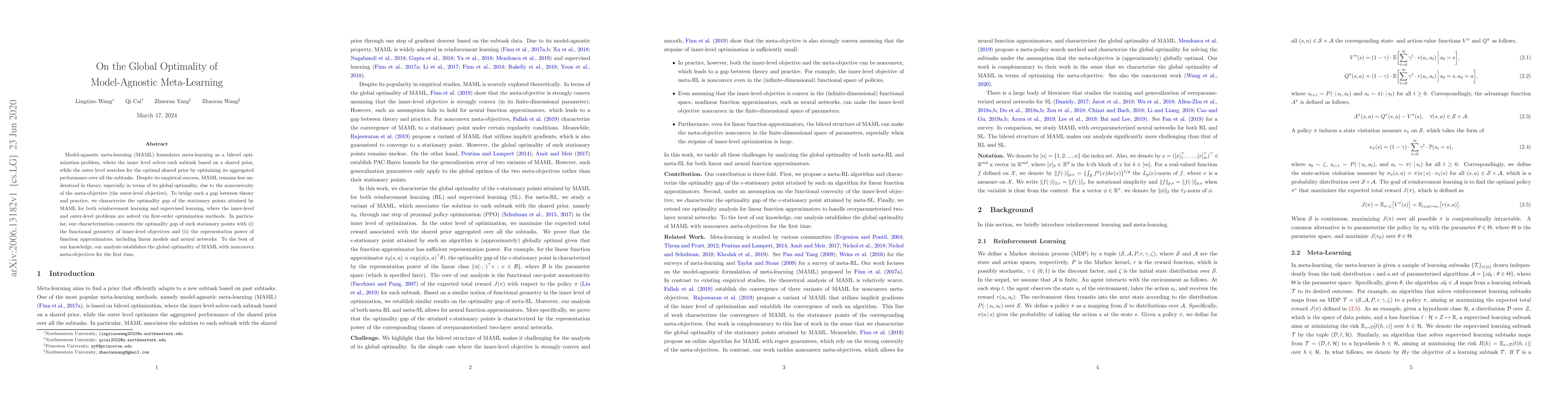 Thumbnail for On the Global Optimality of Model-Agnostic Meta-Learning