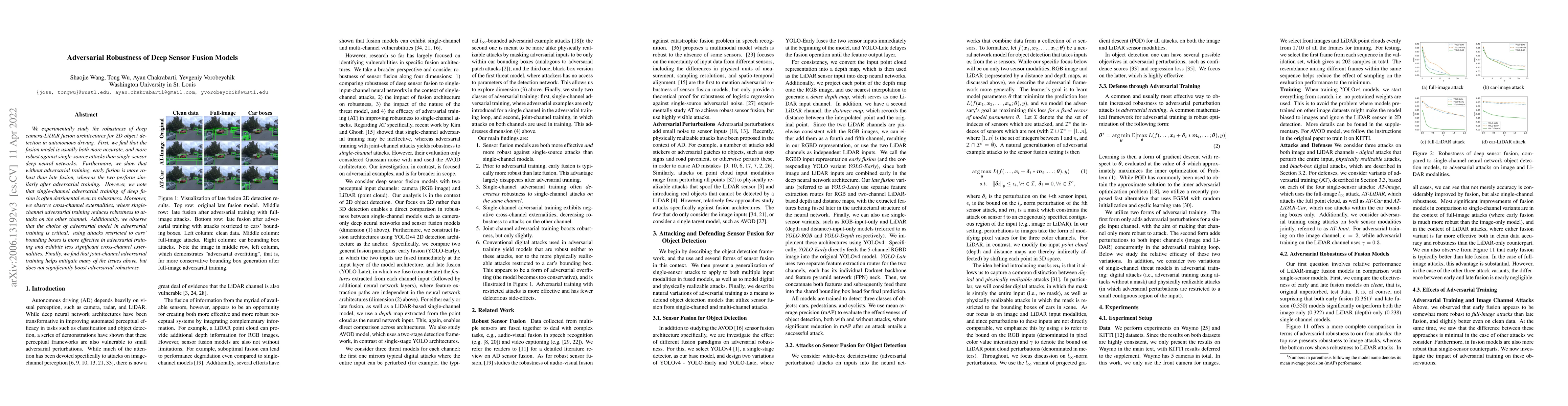 Thumbnail for Adversarial Robustness of Deep Sensor Fusion Models