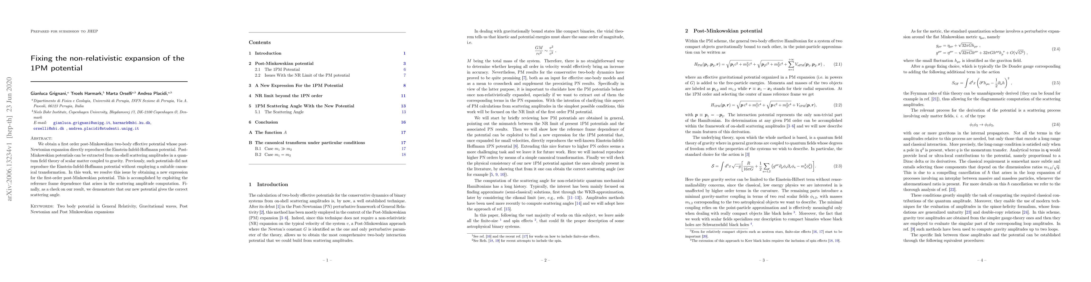 Thumbnail for Fixing the non-relativistic expansion of the 1PM potential