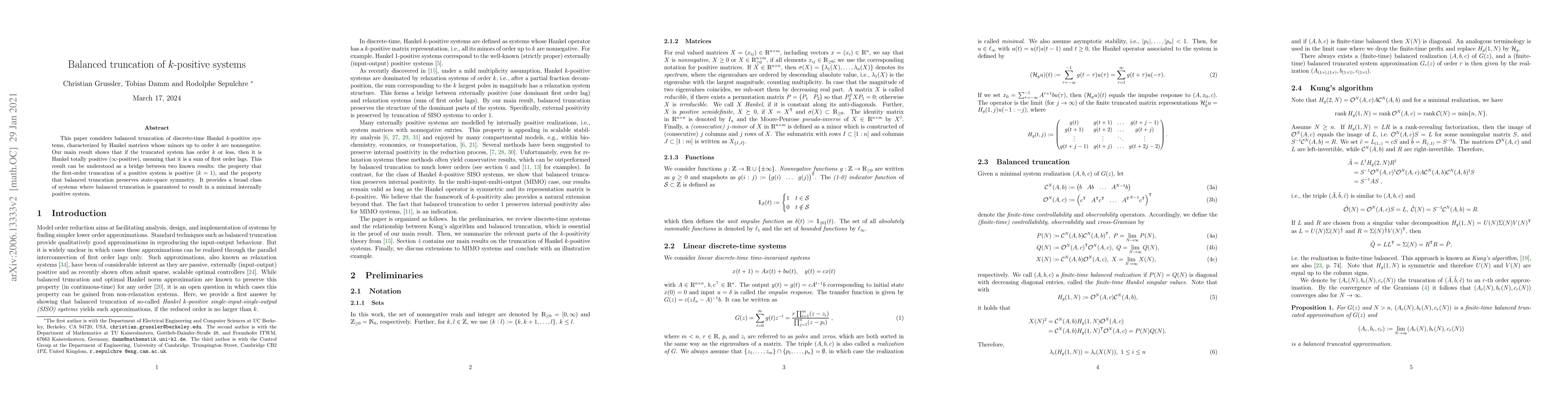 Thumbnail for Balanced truncation of $k$-positive systems