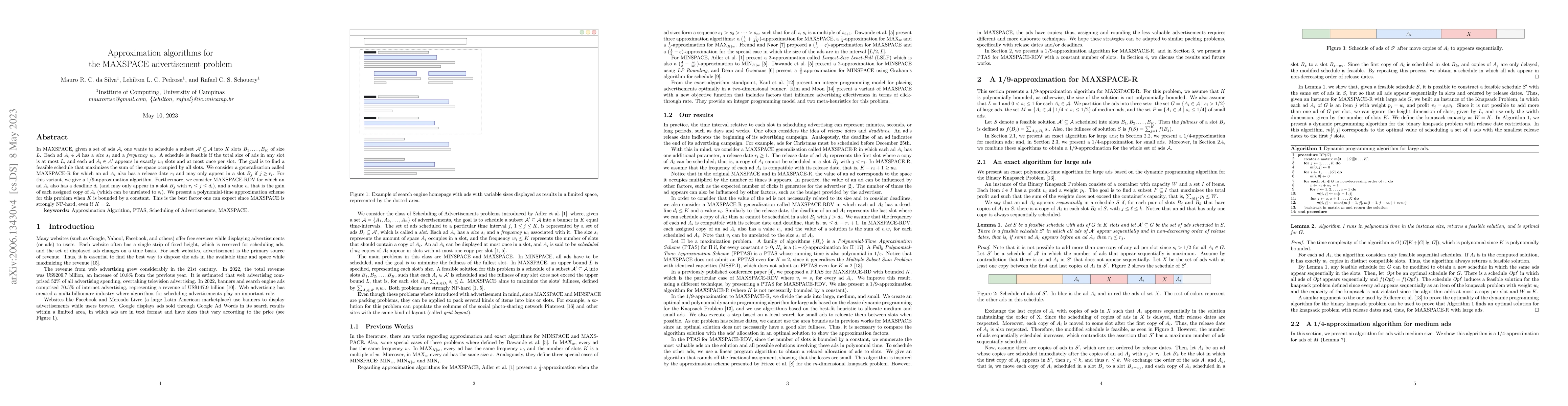 Thumbnail for Approximation algorithms for the MAXSPACE advertisement problem