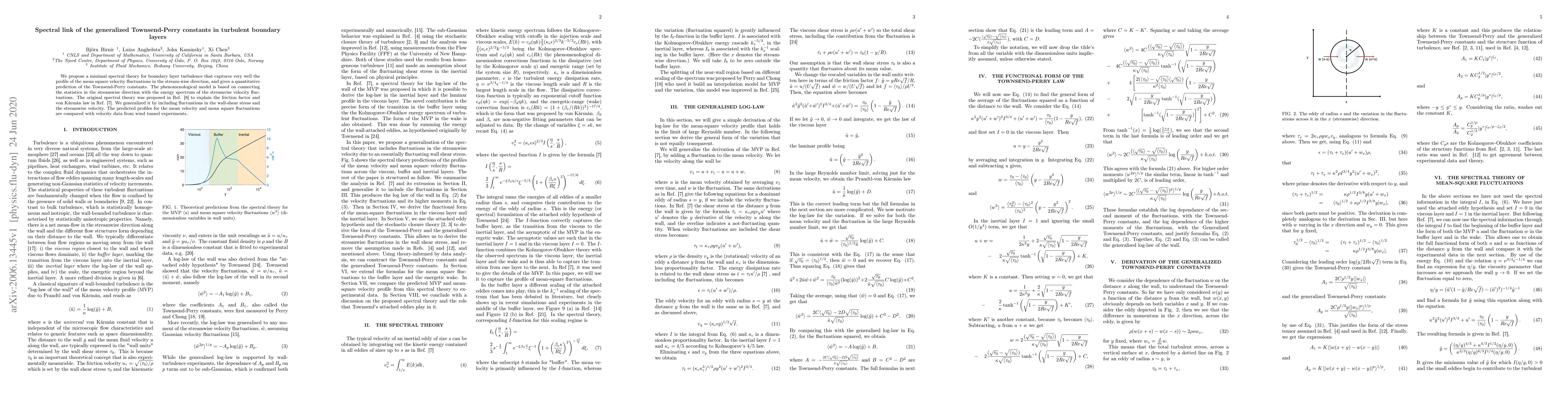 Thumbnail for Spectral link of the generalized Townsend-Perry constants in turbulent
  boundary layers