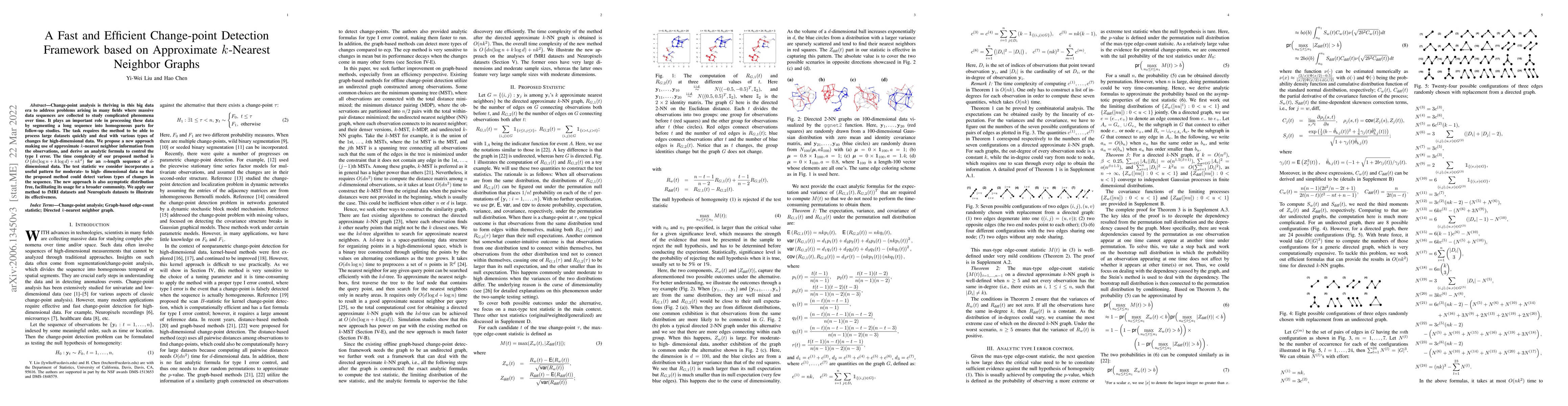 Thumbnail for A Fast and Efficient Change-point Detection Framework based on
  Approximate $k$-Nearest Neighbor Graphs