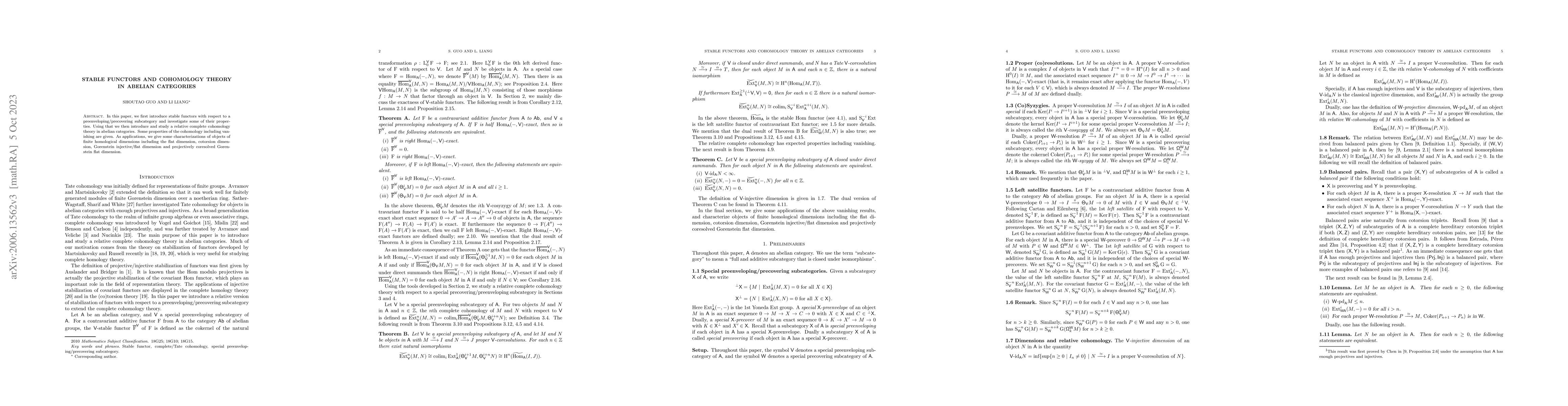 Thumbnail for Stable functors and cohomology theory in abelian categories
