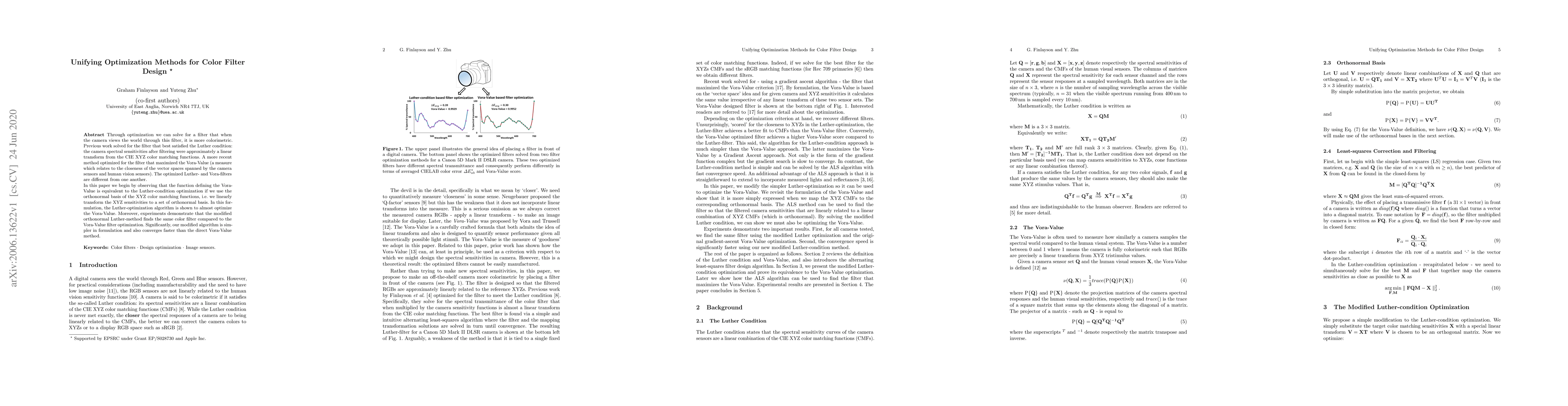 Thumbnail for Unifying Optimization Methods for Color Filter Design