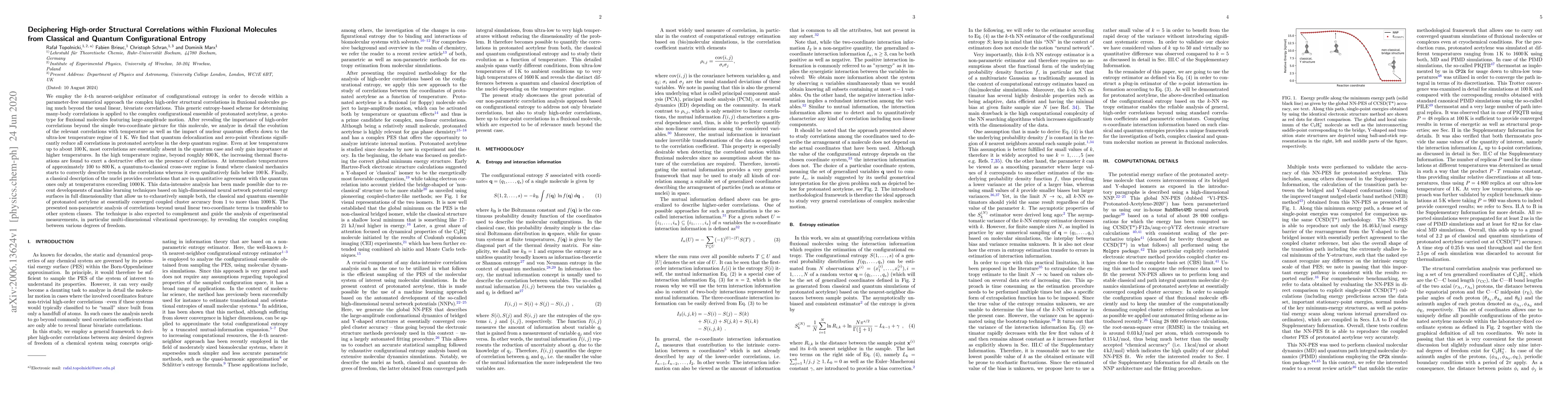 Thumbnail for Deciphering High-order Structural Correlations within Fluxional
  Molecules from Classical and Quantum Configurational Entropy