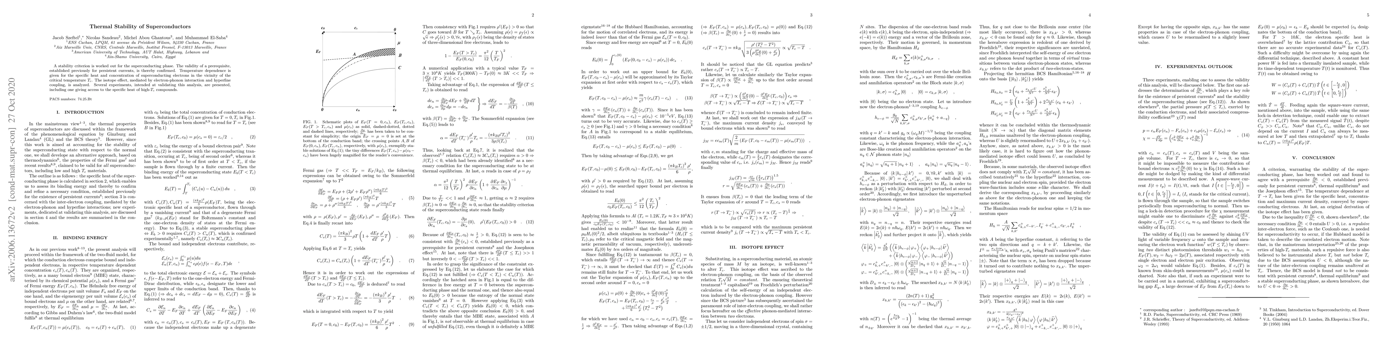 Thumbnail for Thermal Stability of Superconductors