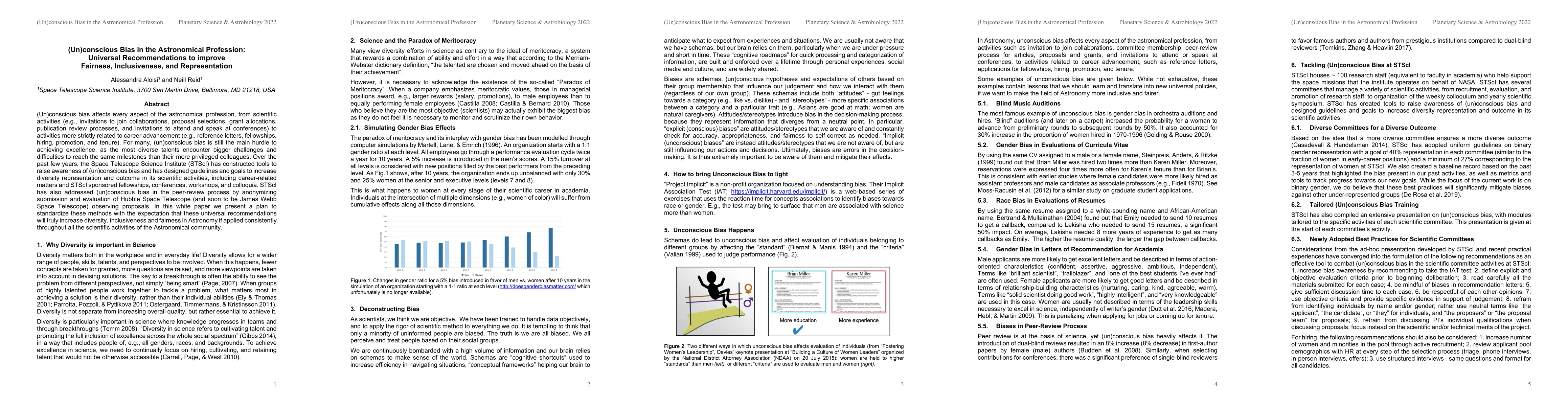 Thumbnail for (Un)conscious Bias in the Astronomical Profession: Universal
  Recommendations to improve Fairness, Inclusiveness, and Representation