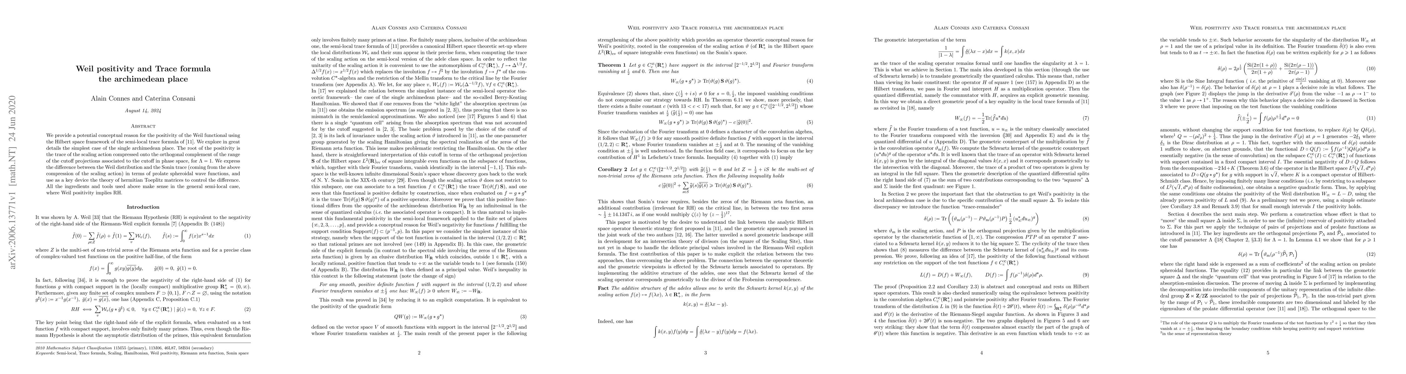Thumbnail for Weil positivity and Trace formula, the archimedean place