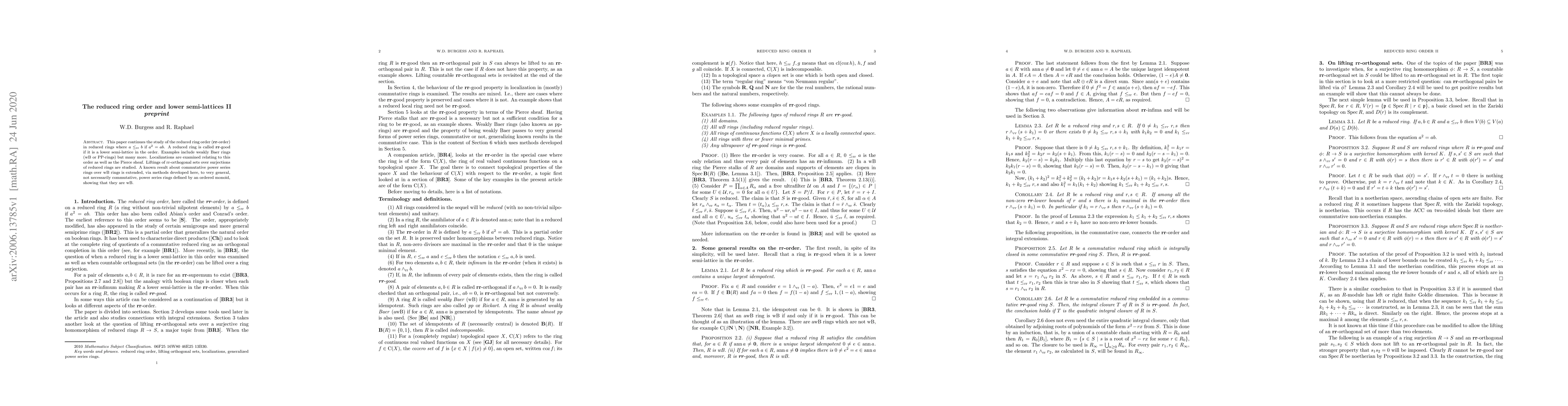 Thumbnail for The reduced ring order and lower semi-lattices II