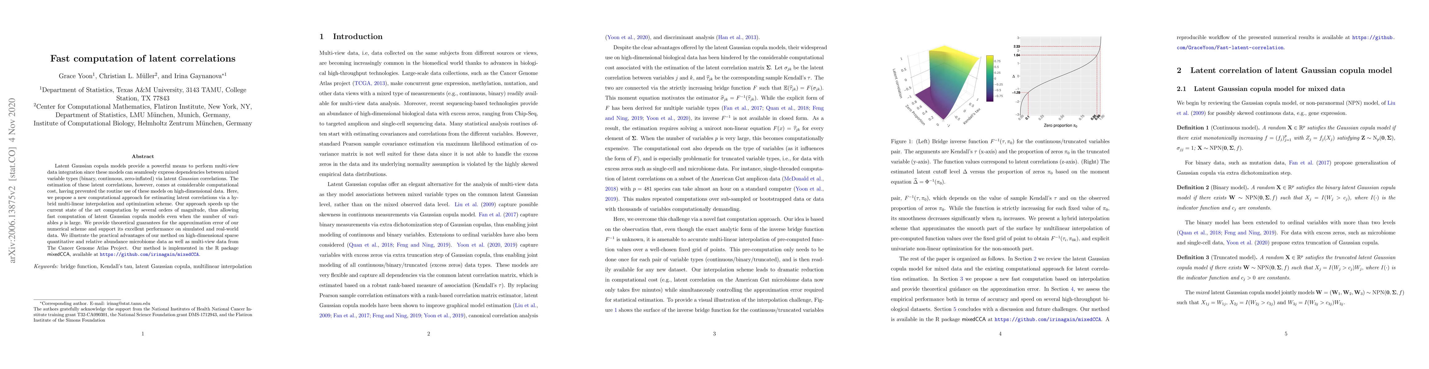 Thumbnail for Fast computation of latent correlations