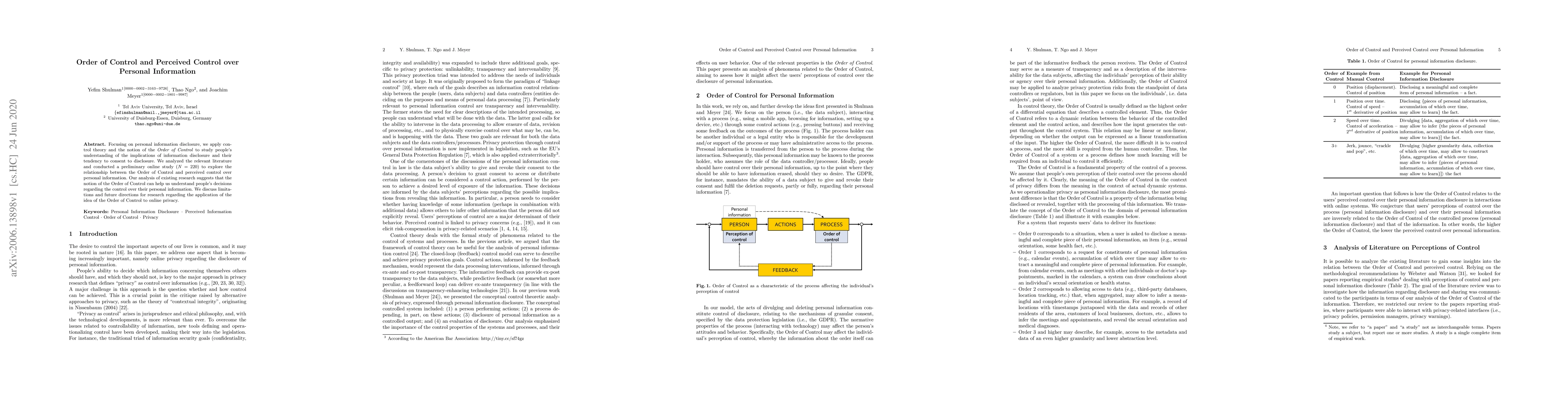 Thumbnail for Order of Control and Perceived Control over Personal Information