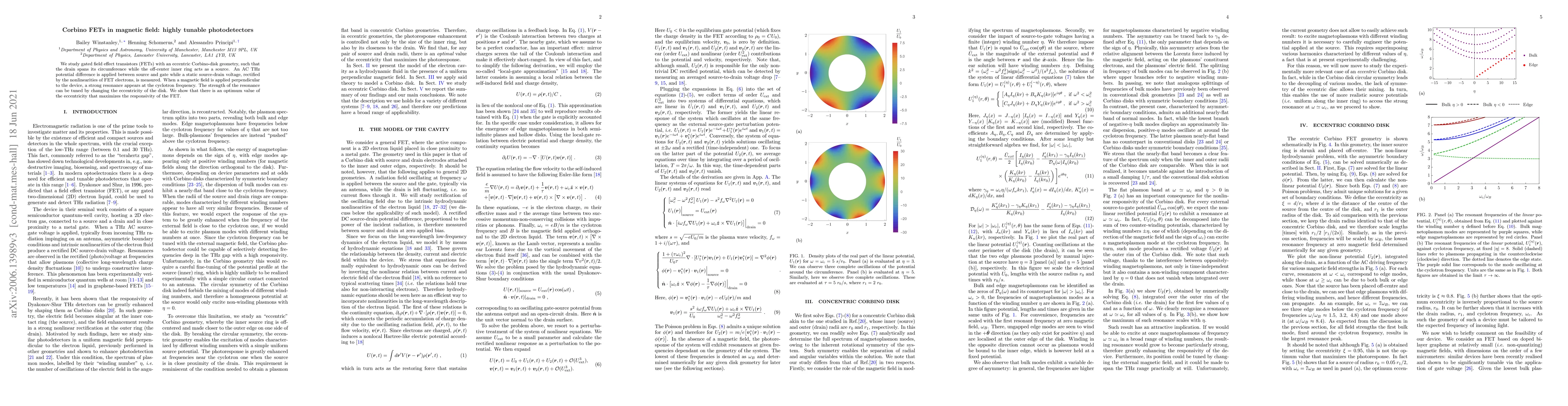 Thumbnail for Eccentric Corbino FET in magnetic field: a highly tunable photodetector