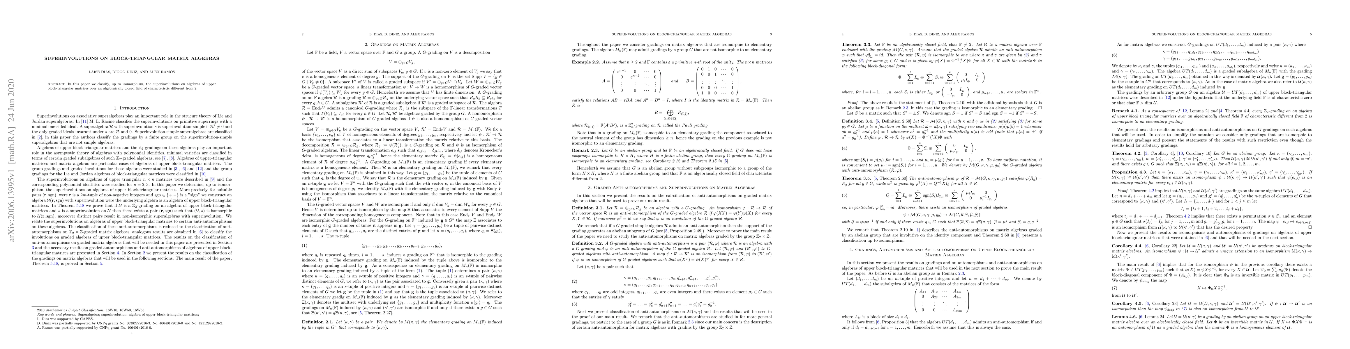 Thumbnail for Superinvolutions on block-triangular matrix algebras