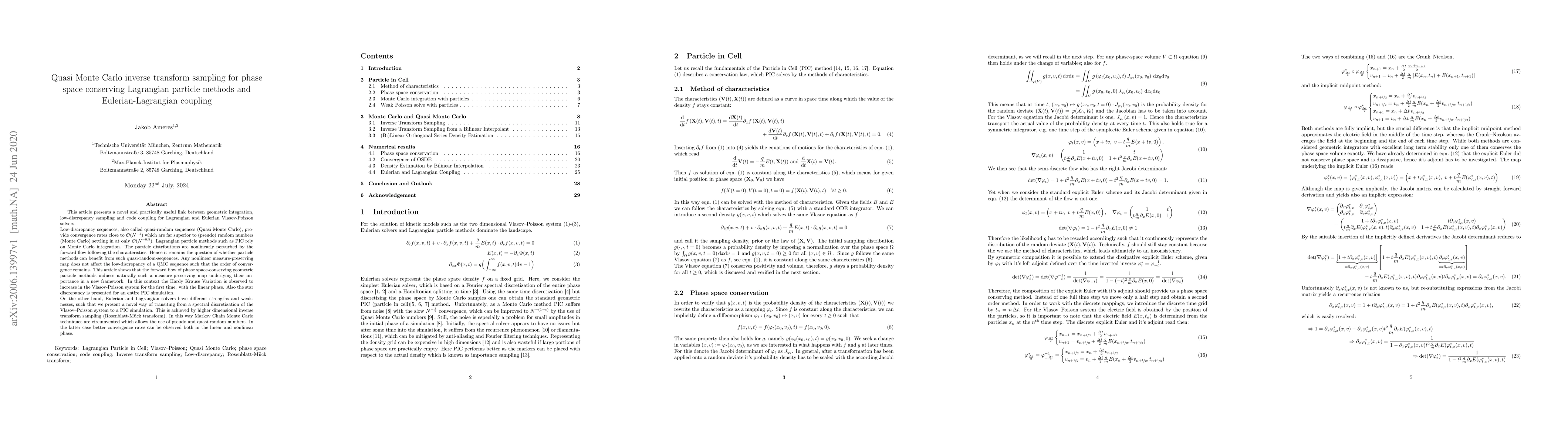 Thumbnail for Quasi Monte Carlo inverse transform sampling for phase space conserving
  Lagrangian particle methods and Eulerian-Lagrangian coupling