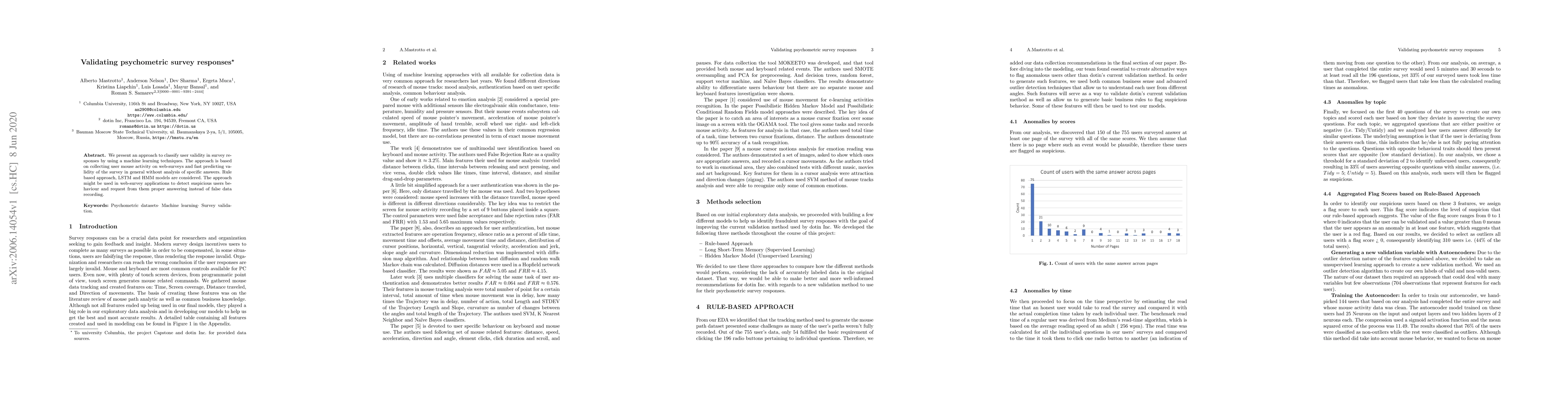 Thumbnail for Validating psychometric survey responses
