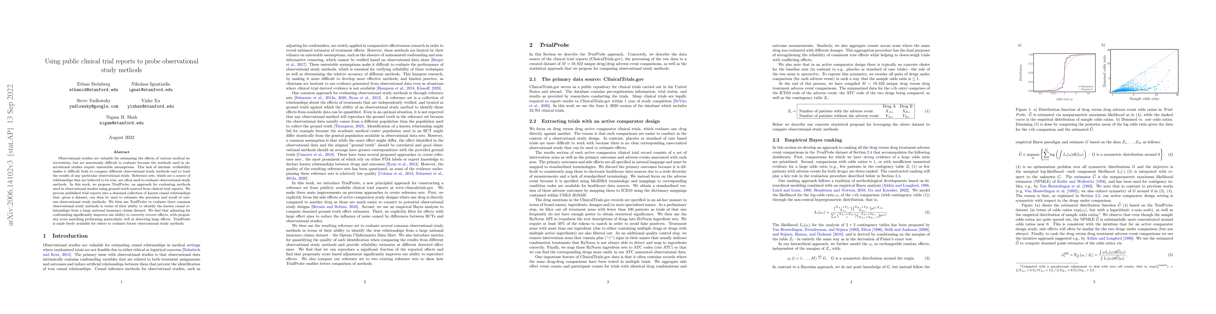 Thumbnail for Using public clinical trial reports to evaluate observational study
  methods