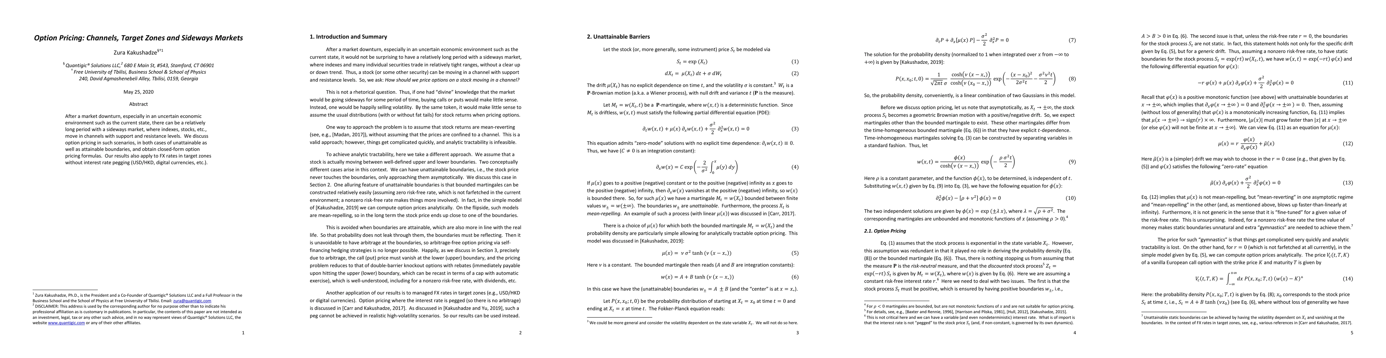 Thumbnail for Option Pricing: Channels, Target Zones and Sideways Markets