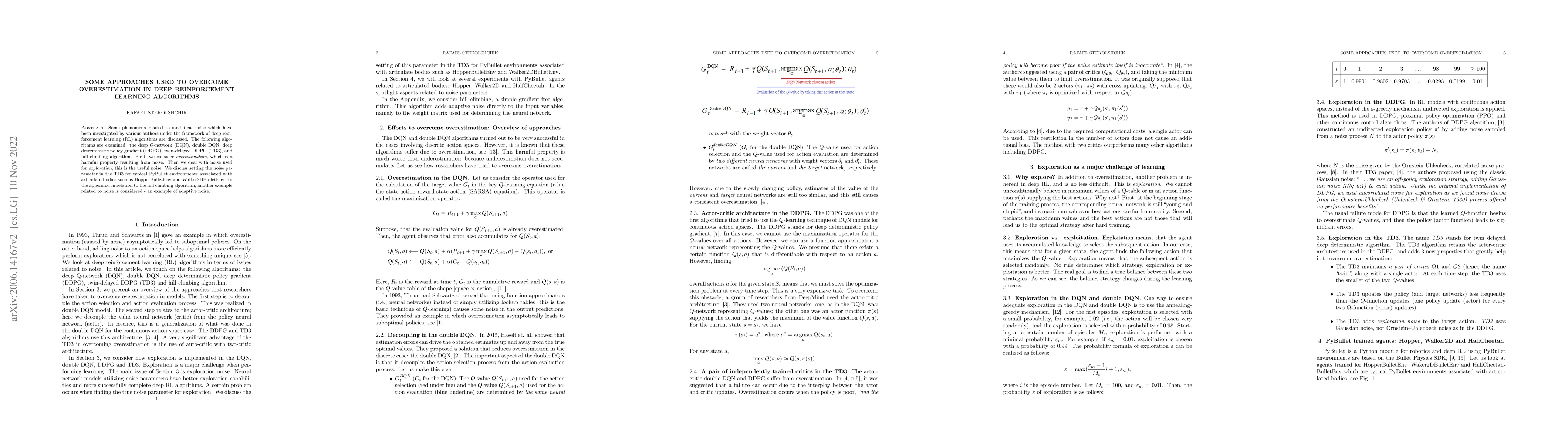 Thumbnail for Some approaches used to overcome overestimation in Deep Reinforcement
  Learning algorithms