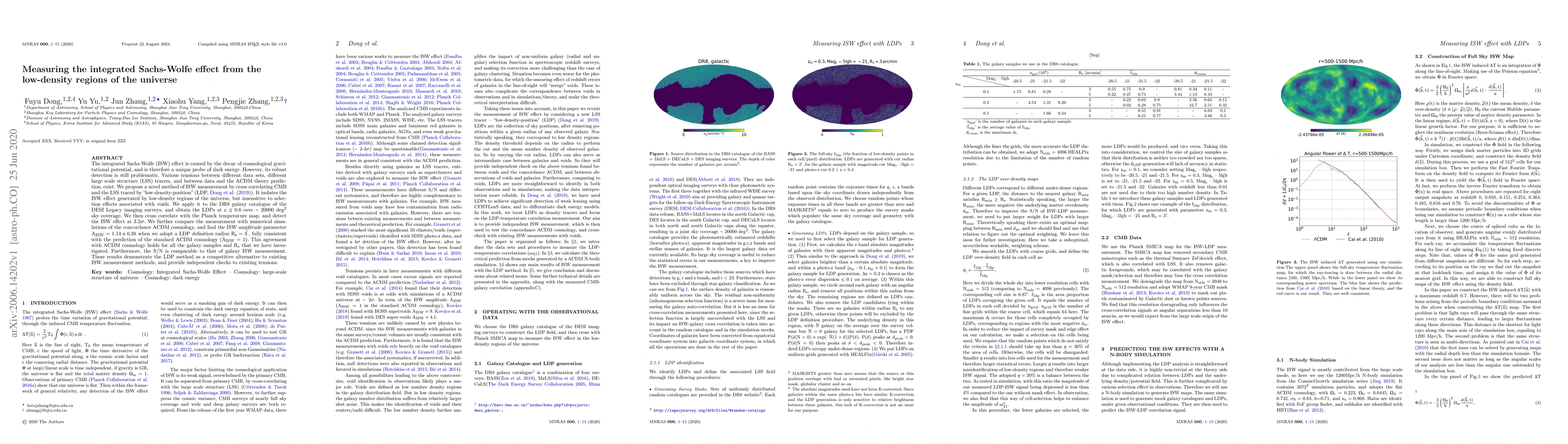 Thumbnail for Measuring the integrated Sachs-Wolfe effect from the low-density regions
  of the universe