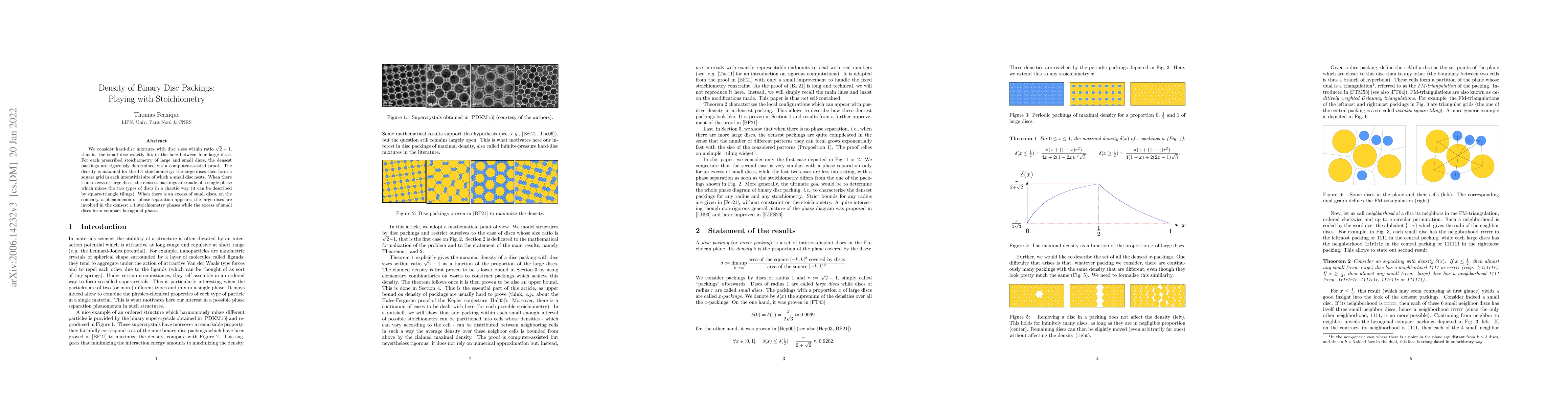 Thumbnail for Density of Binary Disc Packings: Playing with Stoichiometry