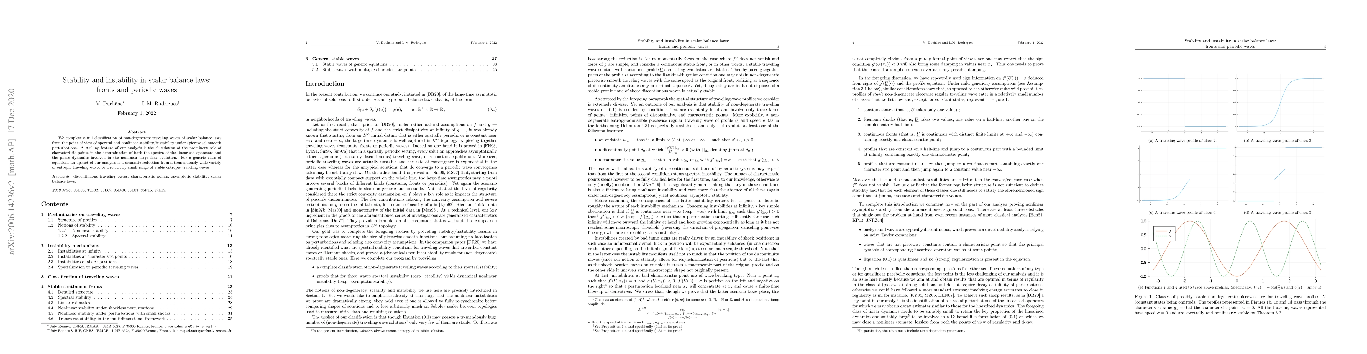 Thumbnail for Stability and instability in scalar balance laws: fronts and periodic
  waves