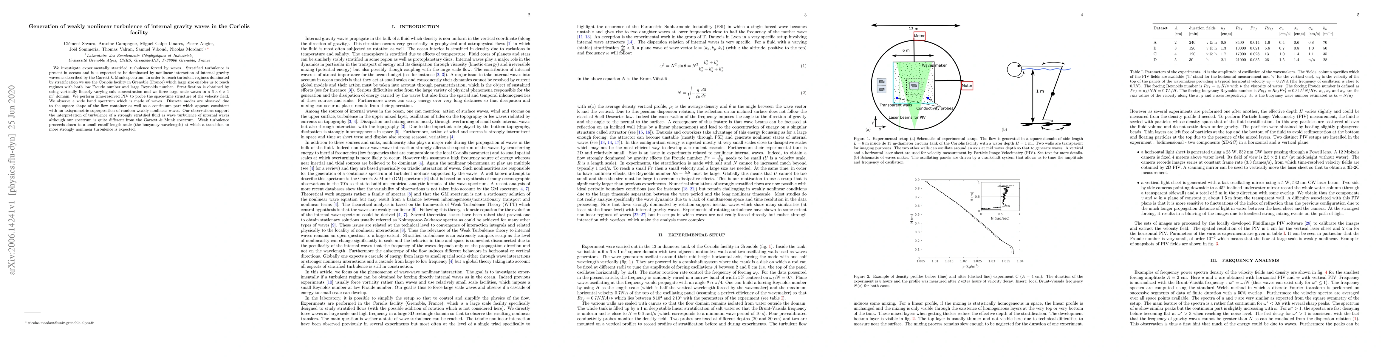 Thumbnail for Generation of weakly nonlinear turbulence of internal gravity waves in
  the Coriolis facility