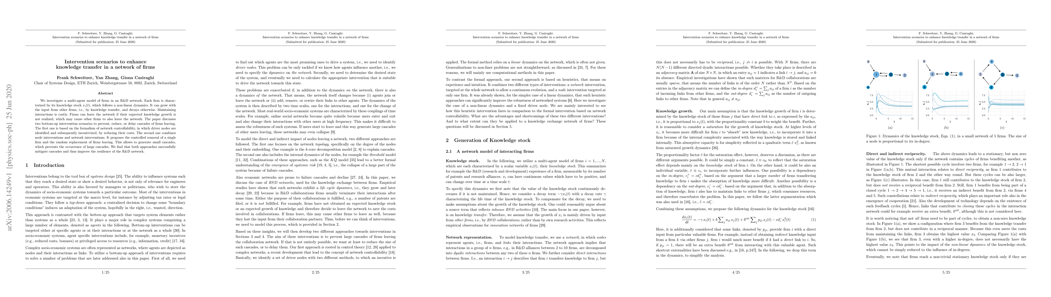 Thumbnail for Intervention scenarios to enhance knowledge transfer in a network of
  firm