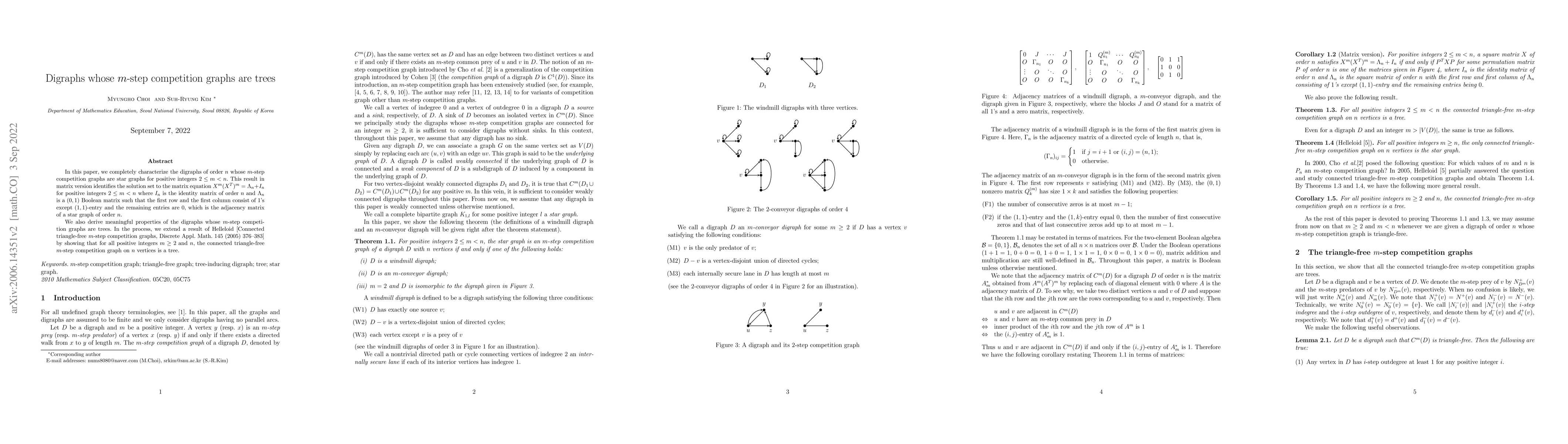 Thumbnail for Digraphs whose m-step competition graphs are trees