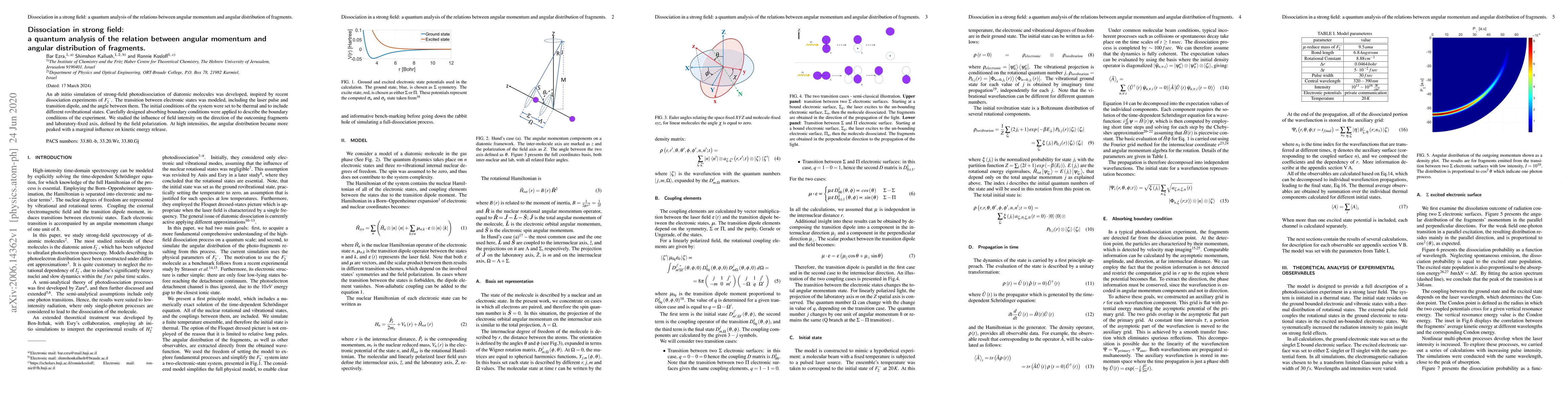 Thumbnail for Dissociation in strong field: a quantum analysis of the relation between
  angular momentum and angular distribution of fragments