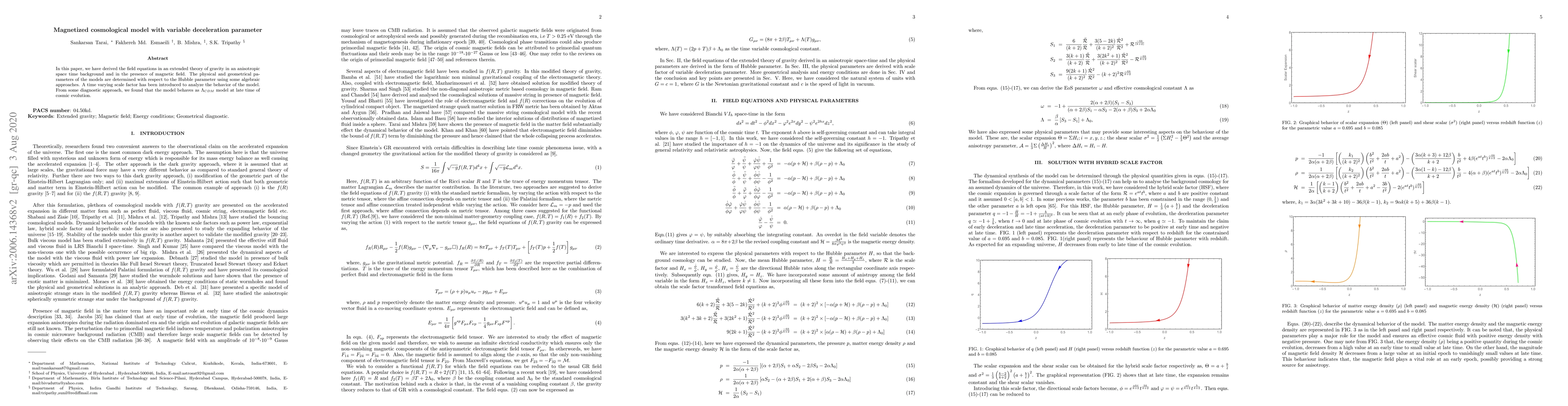 Thumbnail for Magnetized cosmological model with variable deceleration parameter