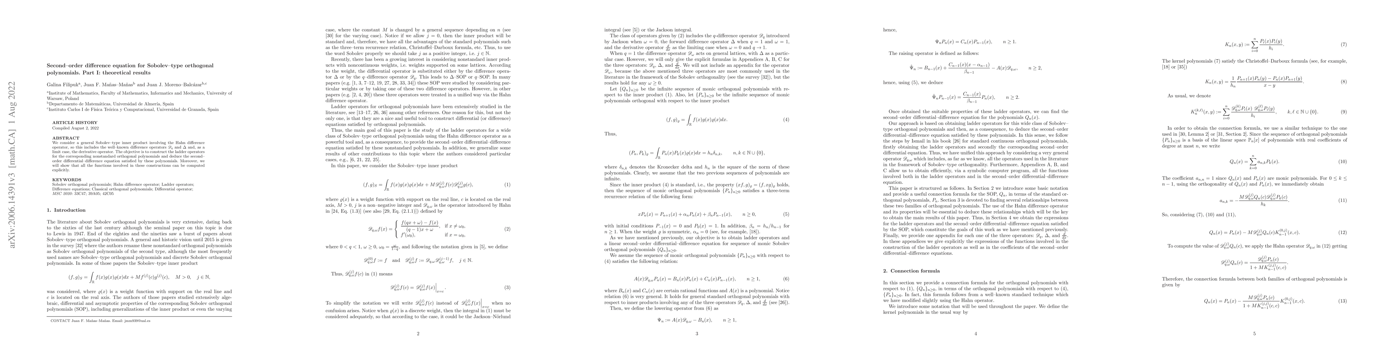 Thumbnail for Ladder operators and a second--order difference equation for general
  discrete Sobolev orthogonal polynomials