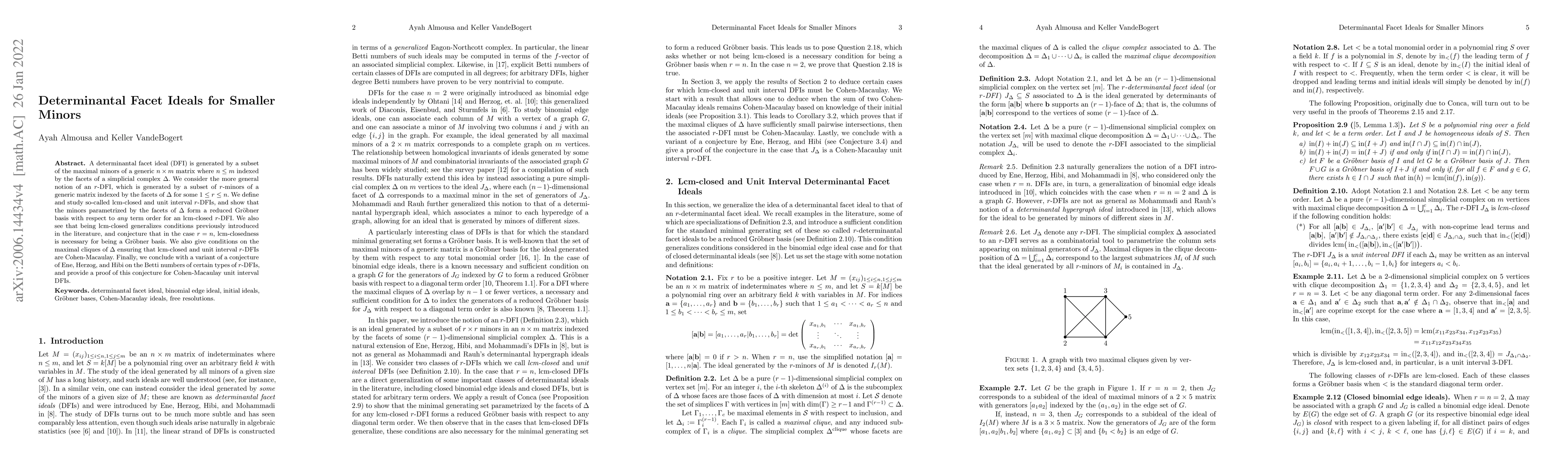 Thumbnail for Determinantal Facet Ideals for Smaller Minors