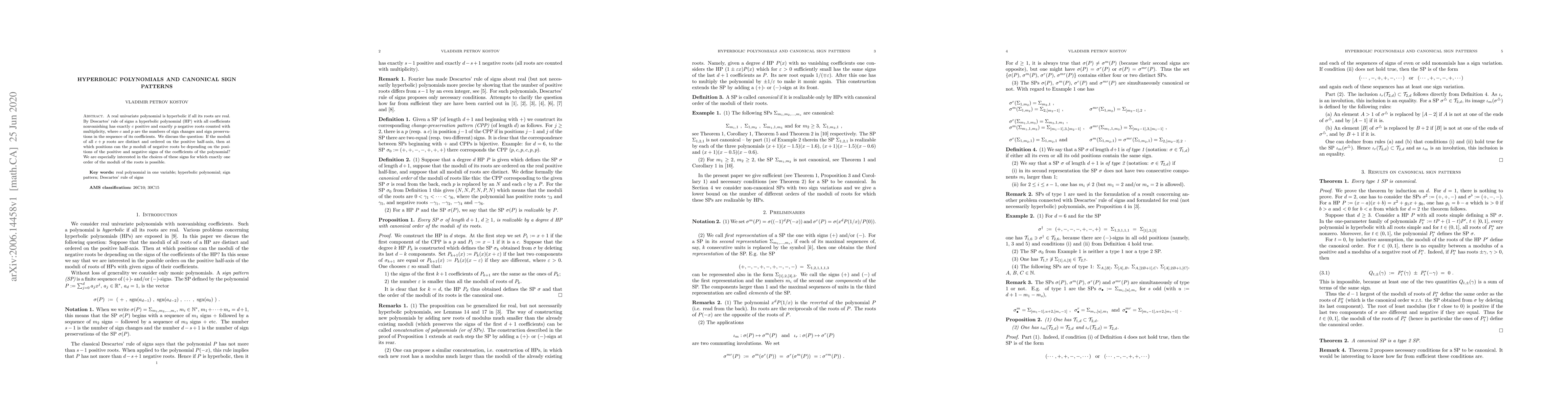 Thumbnail for Hyperbolic polynomials and canonical sign patterns