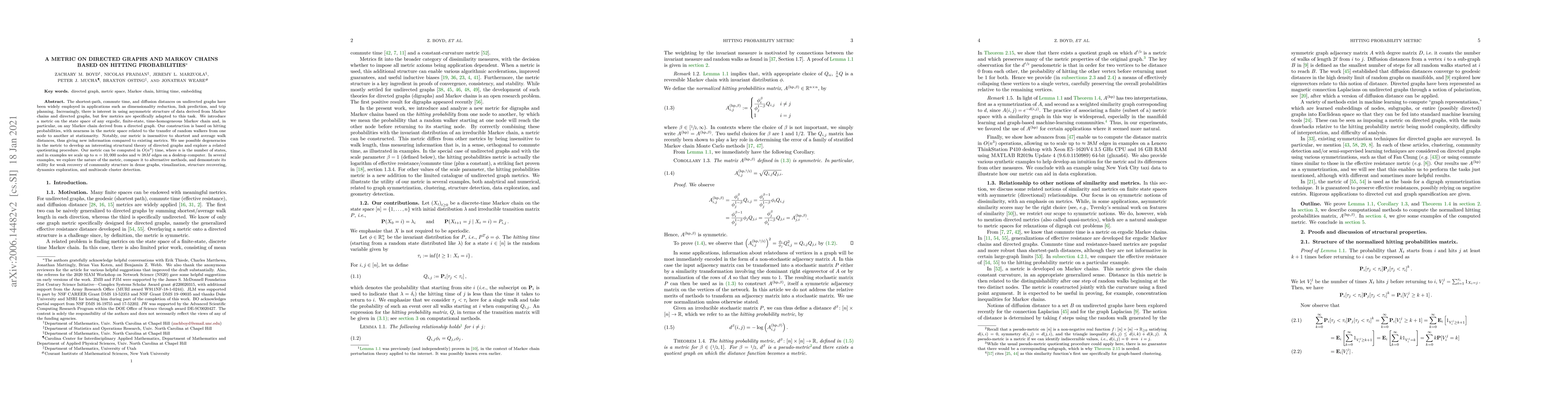 Thumbnail for A metric on directed graphs and Markov chains based on hitting
  probabilities