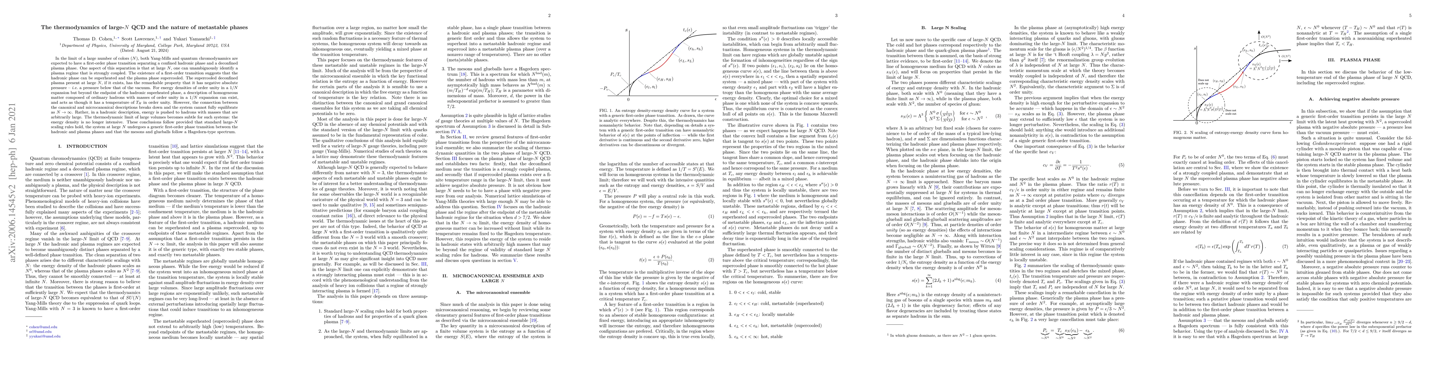 Thumbnail for The thermodynamics of large-N QCD and the nature of metastable phases