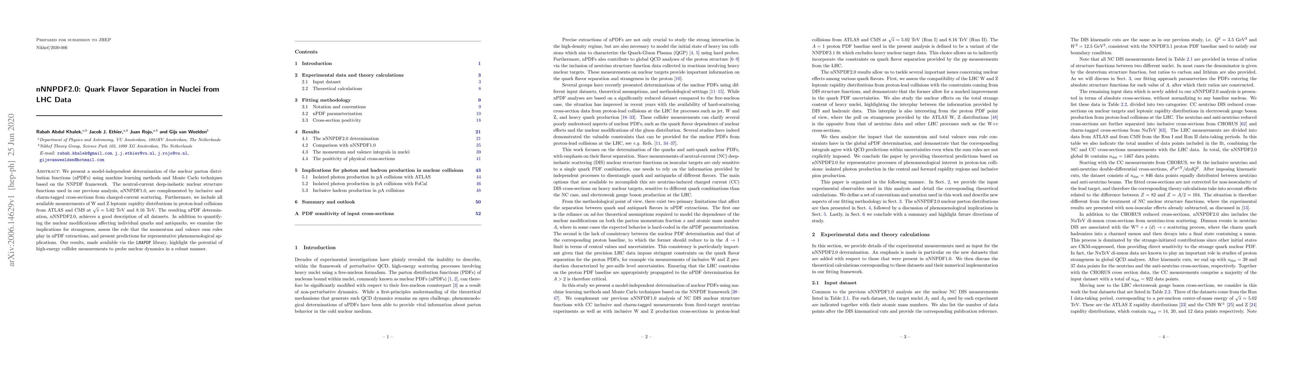 Thumbnail for nNNPDF2.0: Quark Flavor Separation in Nuclei from LHC Data