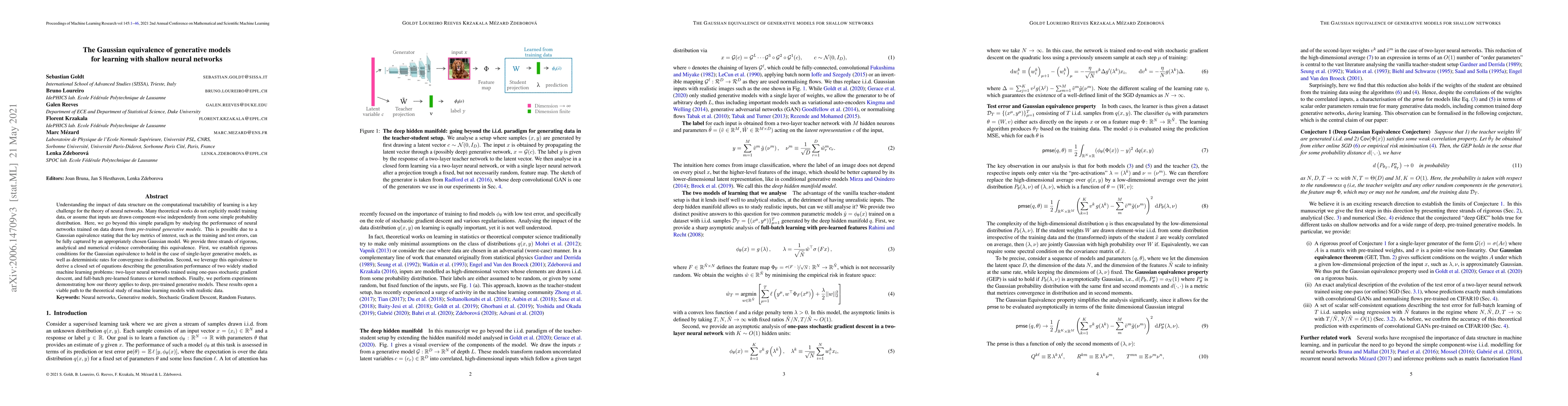 Thumbnail for The Gaussian equivalence of generative models for learning with shallow
  neural networks