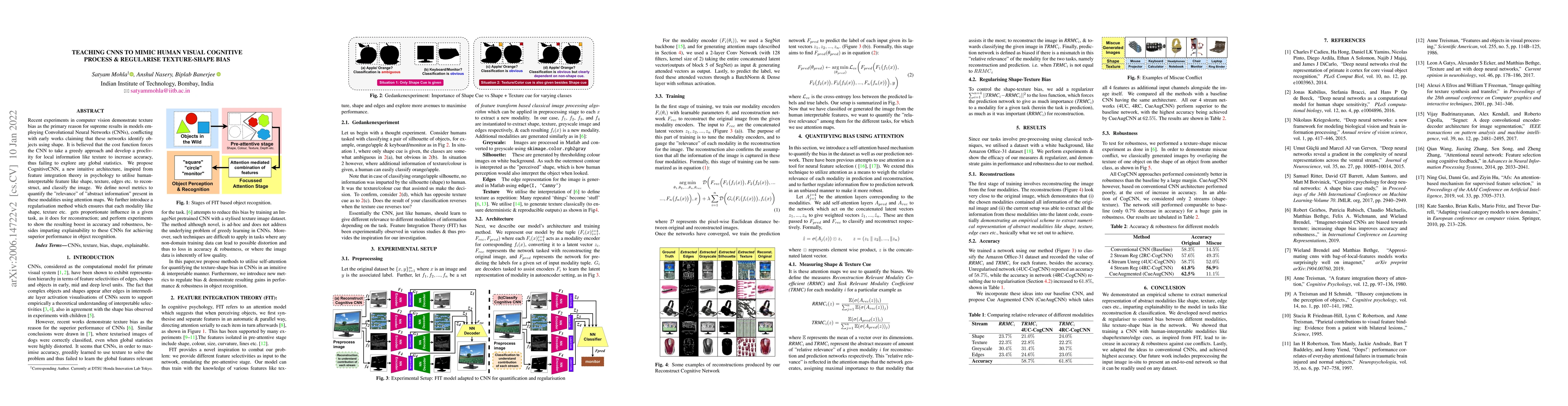 Thumbnail for Teaching CNNs to mimic Human Visual Cognitive Process & regularise
  Texture-Shape bias