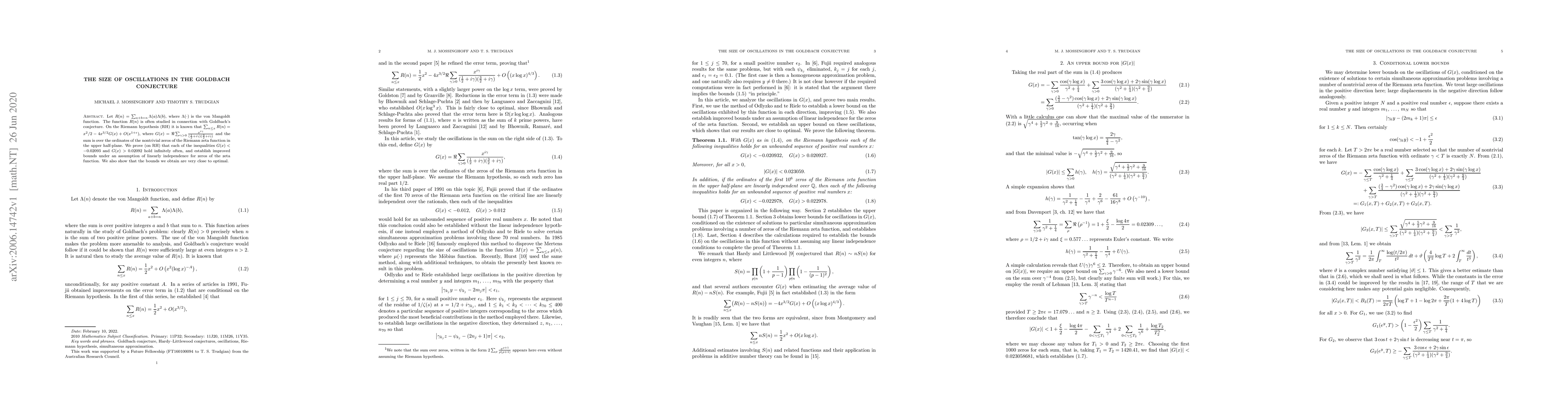 Thumbnail for The size of oscillations in the Goldbach conjecture