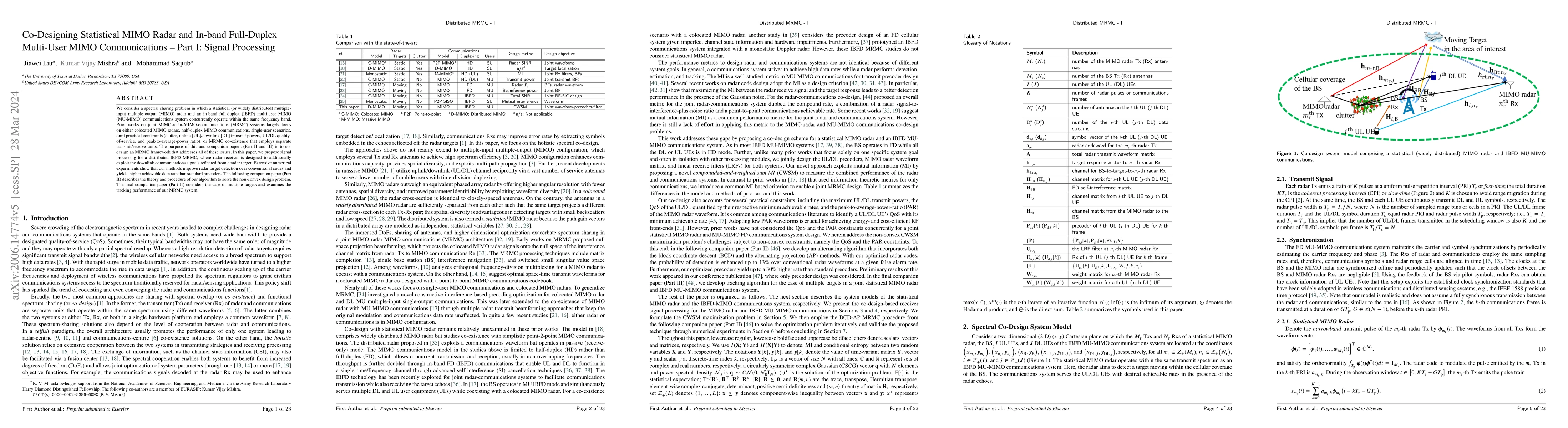 Thumbnail for Co-Designing Statistical MIMO Radar and In-band Full-Duplex Multi-User
  MIMO Communications -- Part I: Signal Processing